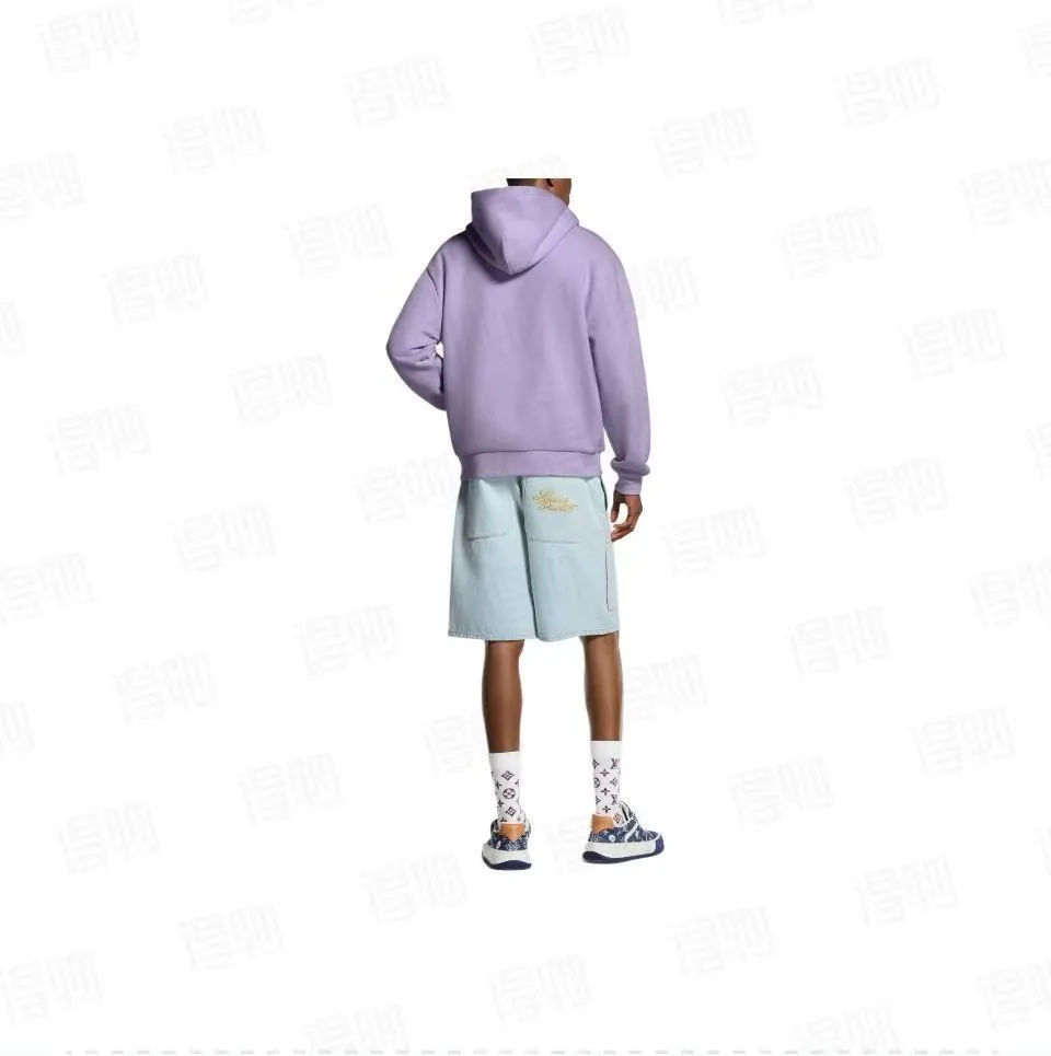 Louis Vuitton/Louis Vuitton logo embroidered rivet five-point denim shorts